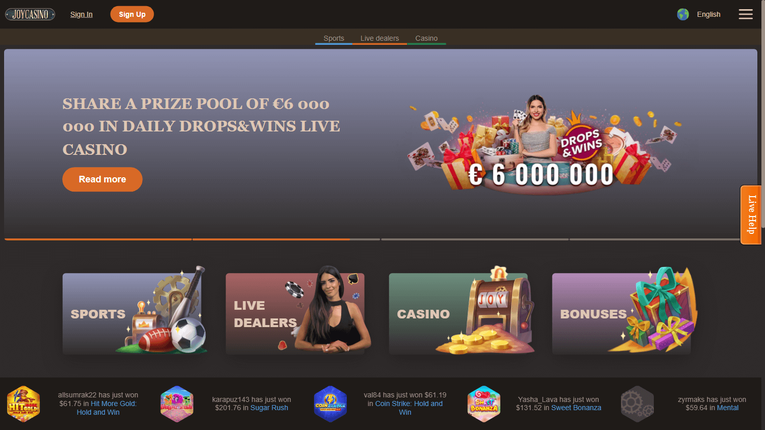 Зеркало Joycasino